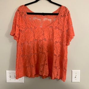 Torrid Floral Lace Peach Blouse